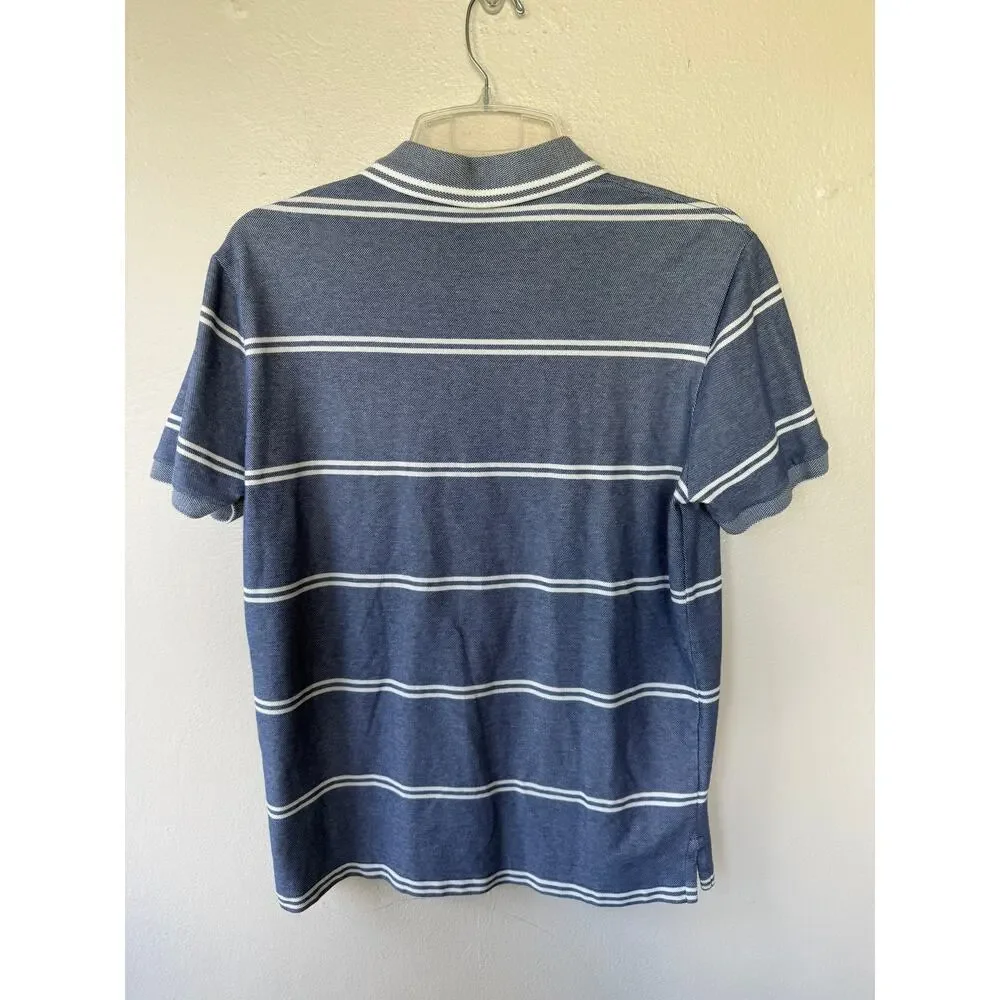 Polo Ralph Lauren Men’s L Custom Slim Fit Stretch Mesh Blue Striped Polo Shirt
